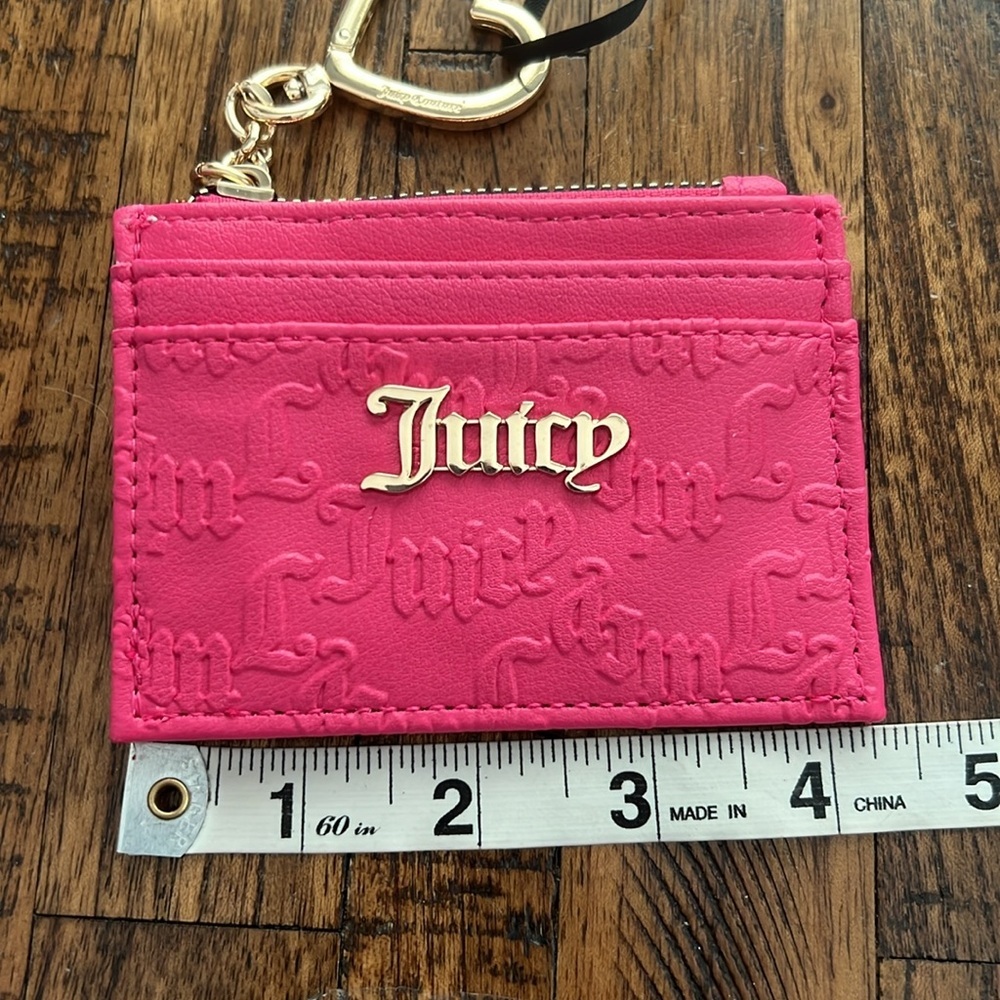 Juicy Couture PINK FLASH SPRING FLING Card Holder with Heart Keychain NWT - Picture 7 of 9